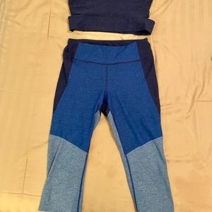 Outdoor Voices blue colorblock cropped leggings